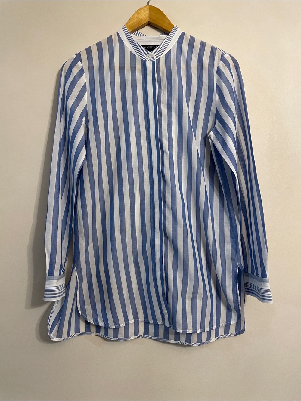 Lafayette 148 New York Striped Cotton Tunic Blouse - Like New